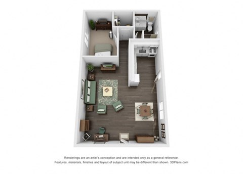 Marine View 1 Bed 1 Bath Flat Floor Plan